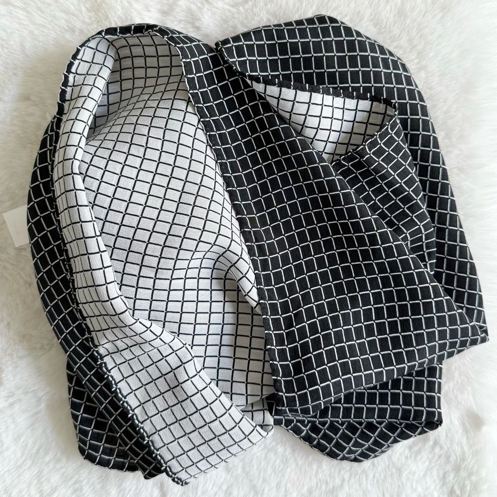 J JILL NEW Wearever Silk Windowpane Print Infinity Scarf • Woven Reversible